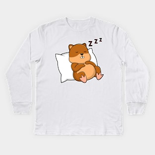 Hamster with Pillow Kids Long Sleeve T-Shirt